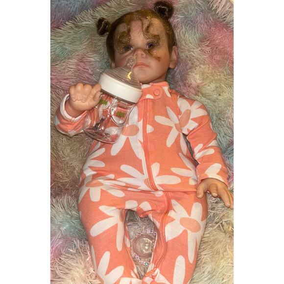 Reborn Baby Girl Doll Silicone Limbs, Cloth Body & Accessories - Picture 5 of 13